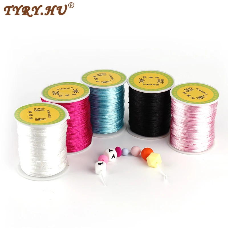 TYRY.HU 20-80meter Baby Chewable Necklace Accessories 1.5mm/2mm/2.5mm Satin Silk Nylon Cord for Baby Pacifier Chain DIY Tools