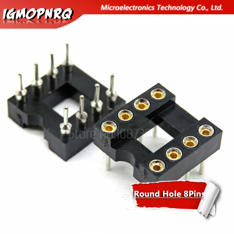 Main 20pcs DIP8 Round Hole 8 Pins 2.54MM DIP  IC Sockets Adaptor Solder Type 8 PIN IC Connector image