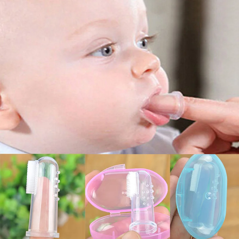 Baby Finger Toothbrush Silicon Toothbrush+Box Children Teeth Clear Soft Silicone Infant Tooth Brush Rubber Cleaning