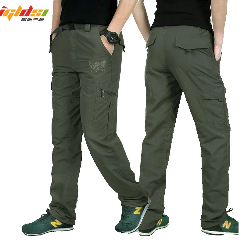 Men's Cargo Pants Summer Waterproof Breathable Male Long Trousers Joggers Army Pockets Casual Pants Plus Size 4XL