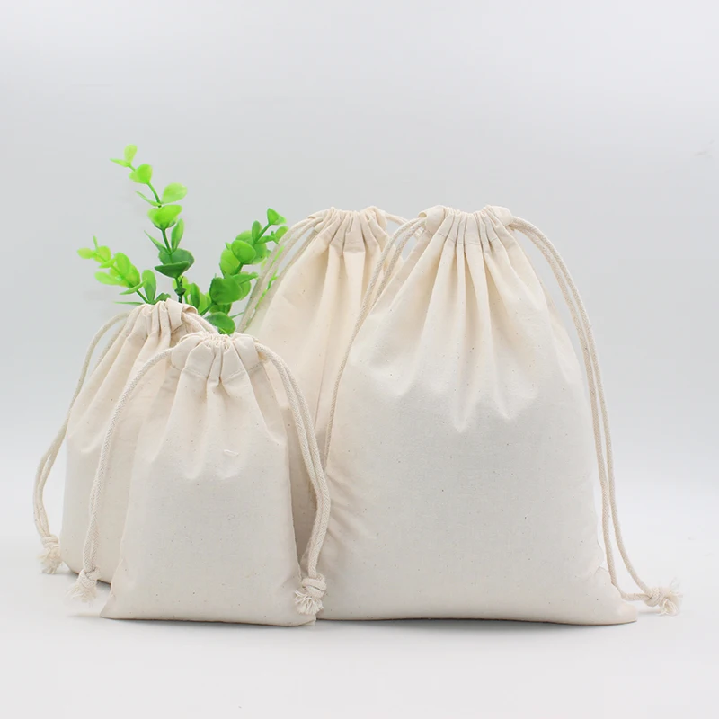 Main Zhuangshijie Grand Quality Cotton Small Drawstring Pouch Home Large Capacity Storage Bags Big Size Food Bread Portable Sacks image