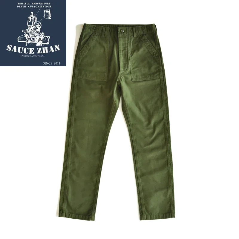 SauceZhan OG107 Utility Fatigue Pants Military PANTS Classic Cargo  Olive  Men's Baker Pants Satin Cotton Straight Fit