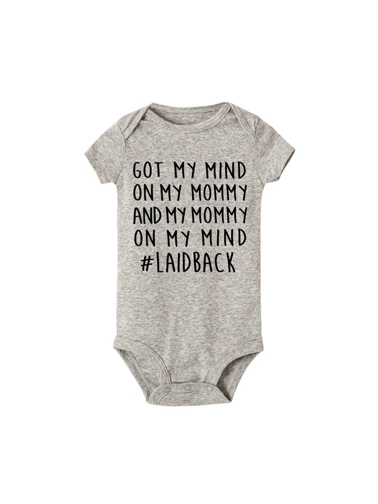 Got my mind on my mommy print Infant Baby Rompers Clothes Newborn Baby Boy Girl Jumpsuit short Sleeve Toddler Romper Overalls