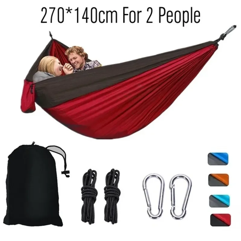 Main Nylon Color Matching Hammock Outdoor Camping Ultra Light Portable Hammock for Double Person Outdoor Recreation Hammock Swing image