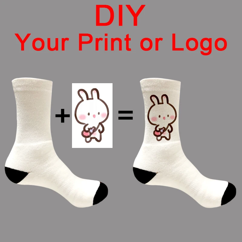 Customized Print Socks Women's Men's DIY Photo Logo Brand Quanlitity Cotton  For Spring summer autumn winter