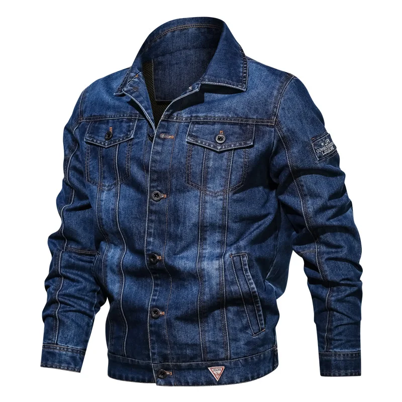 Men's Solid Denim Jacket 2023 Spring Autumn Casual Slim Fit Bomber Jackets Male Jean Jacket Outwear Male Cowboy Plus Size 4XL