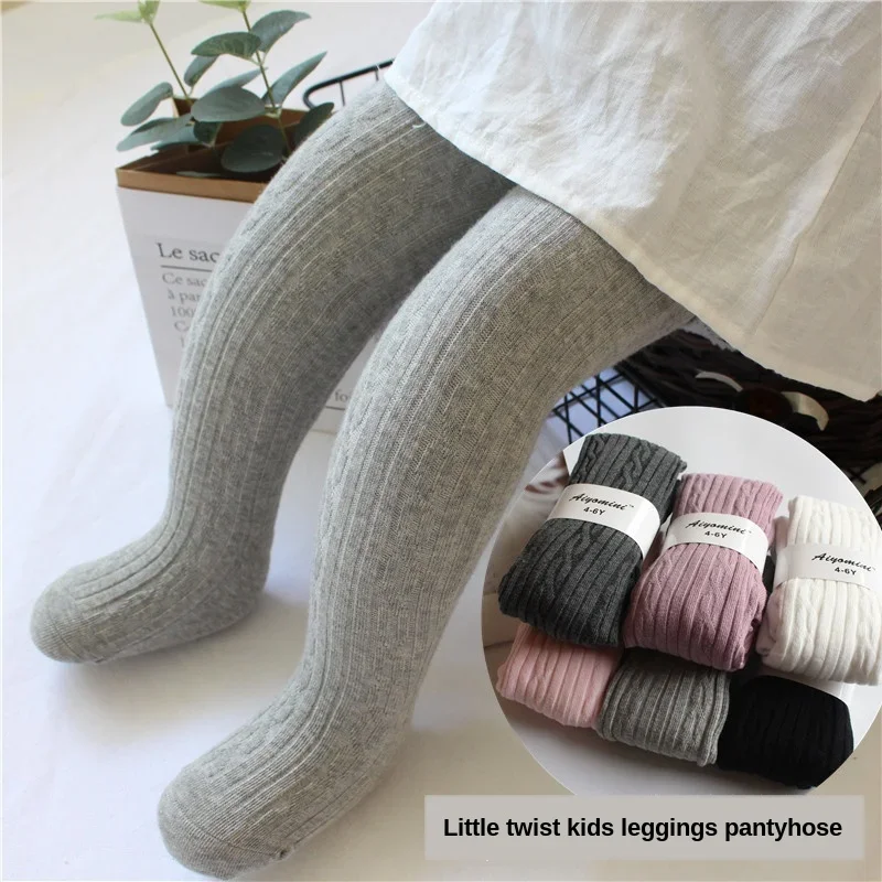 2024 Spring Knitted Baby Pantyhose For Girls Twist Children Bottom Toddler Kid Girl Ribbed Stockings