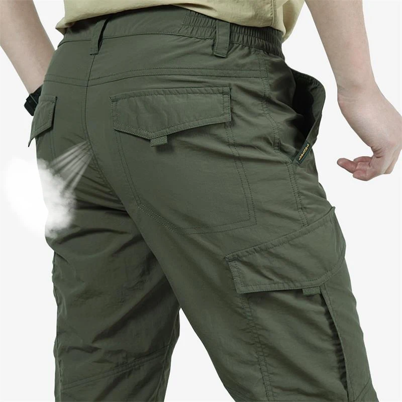 Men's Summer Lightweight Tactical Pants Breathable Summer Casual Long Trousers Male Waterproof Quick Dry Cargo Pants