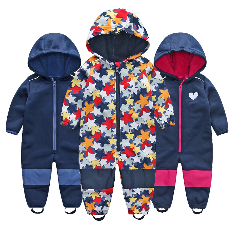 Children's ski suits soft shell children's jumpsuits boys and girls jumpsuits warm waterproof windproof thin section