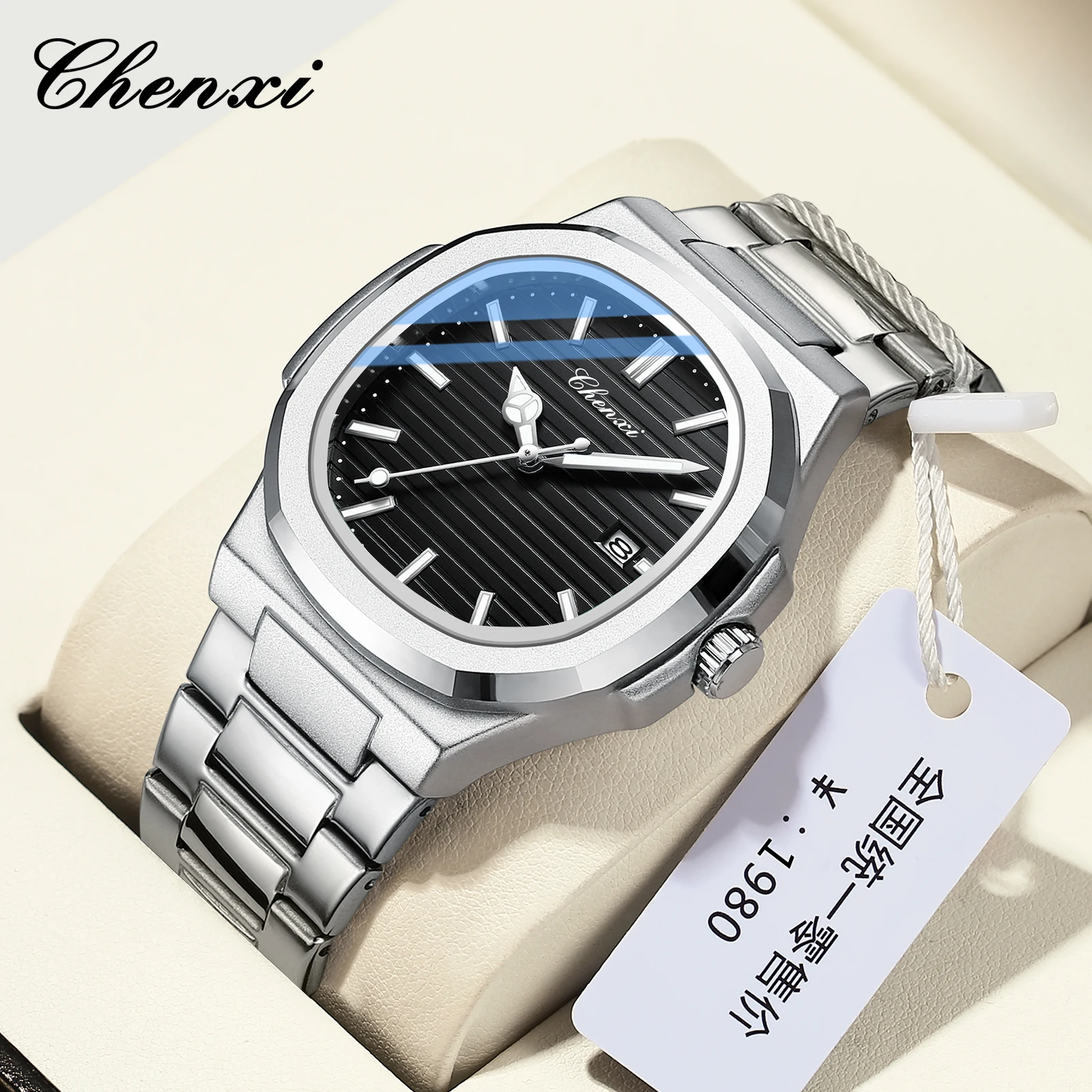 CHENXI 8222 Luxury Stainless Steel Wristwatch Quartz Waterproof Luminous Men Watches Reloj Hombre часы мужские наручные