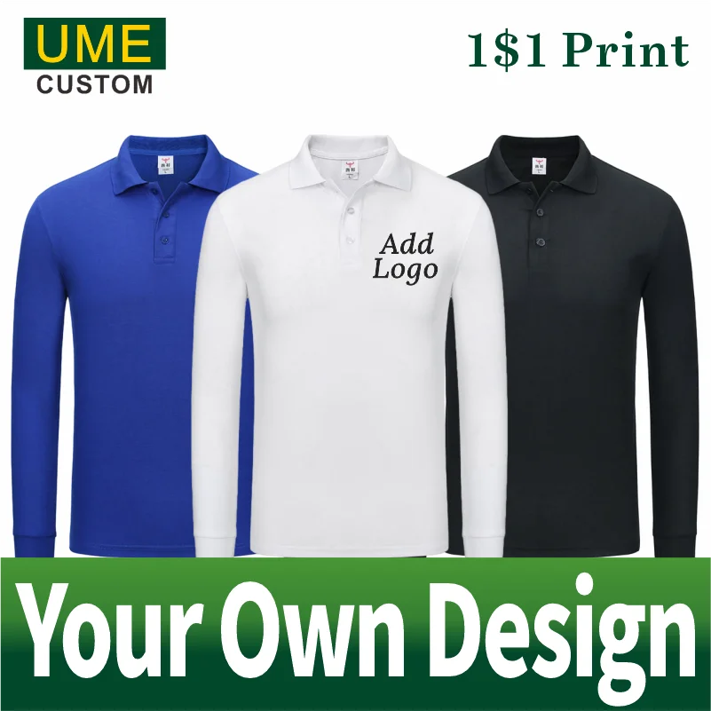 New Breathable Cheap Long Sleeve Polo Shirt Personal Group Custom Embroidery Men's Long Sleeve Polo Shirt Cheap