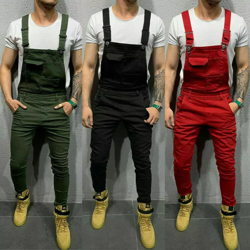 New Mens Denim Jeans Overalls Dungarees Bib Jumpsuits Pants Playsuit Trousers