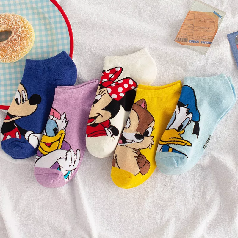 1pair women Boat socks Mickey cute cartoon Japanese Korean sweet Disney cotton socks spring and summer wild short tube socks