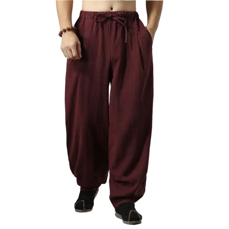 2024 New Men's Cotton Linen Wide Leg Pants Chinese Style Men's High Street Casual Pants Sports Pants Plus Size M-5XL 6XL