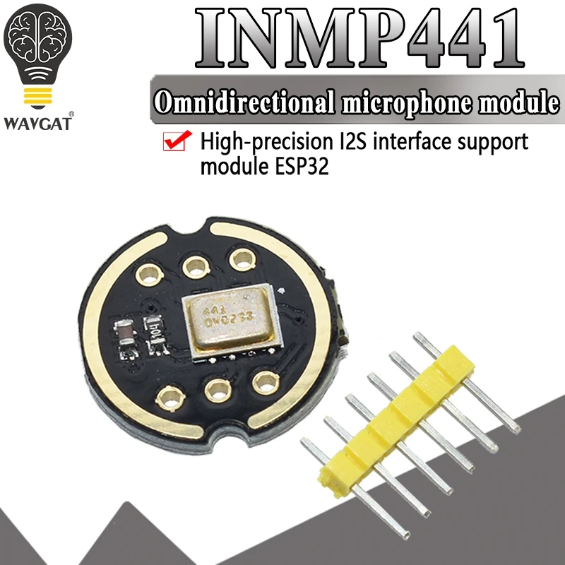 Main WAVGAT Omnidirectional Microphone Module I2S Interface INMP441 MEMS High Precision Low Power Ultra small volume for ESP32 image